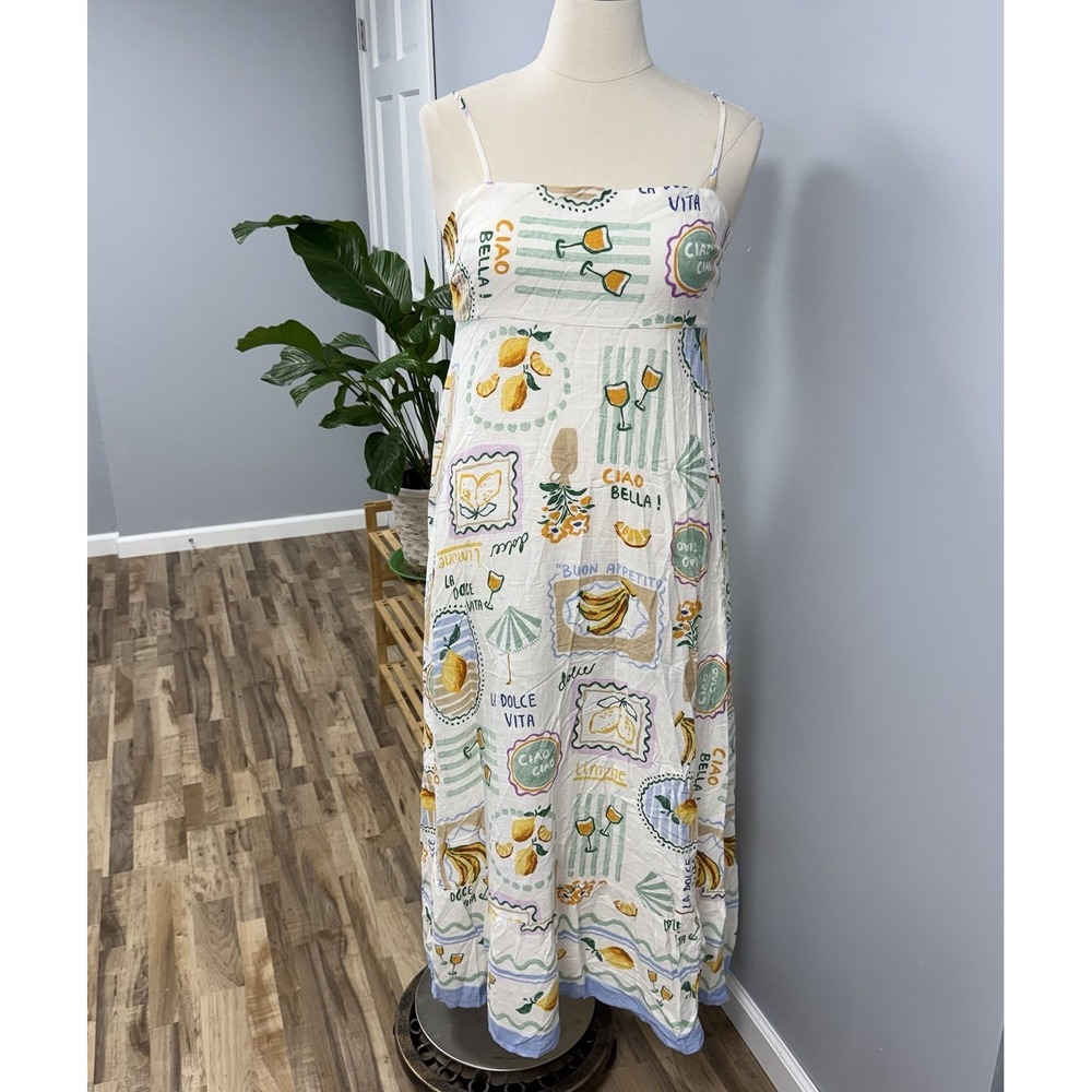 NWT Label of Love Anthropologie Linen Blend Maxi Dress XL La Dolce Vita Citron